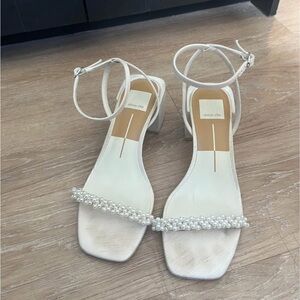 Dolce Vita Cream Pearl-Adorned Heels